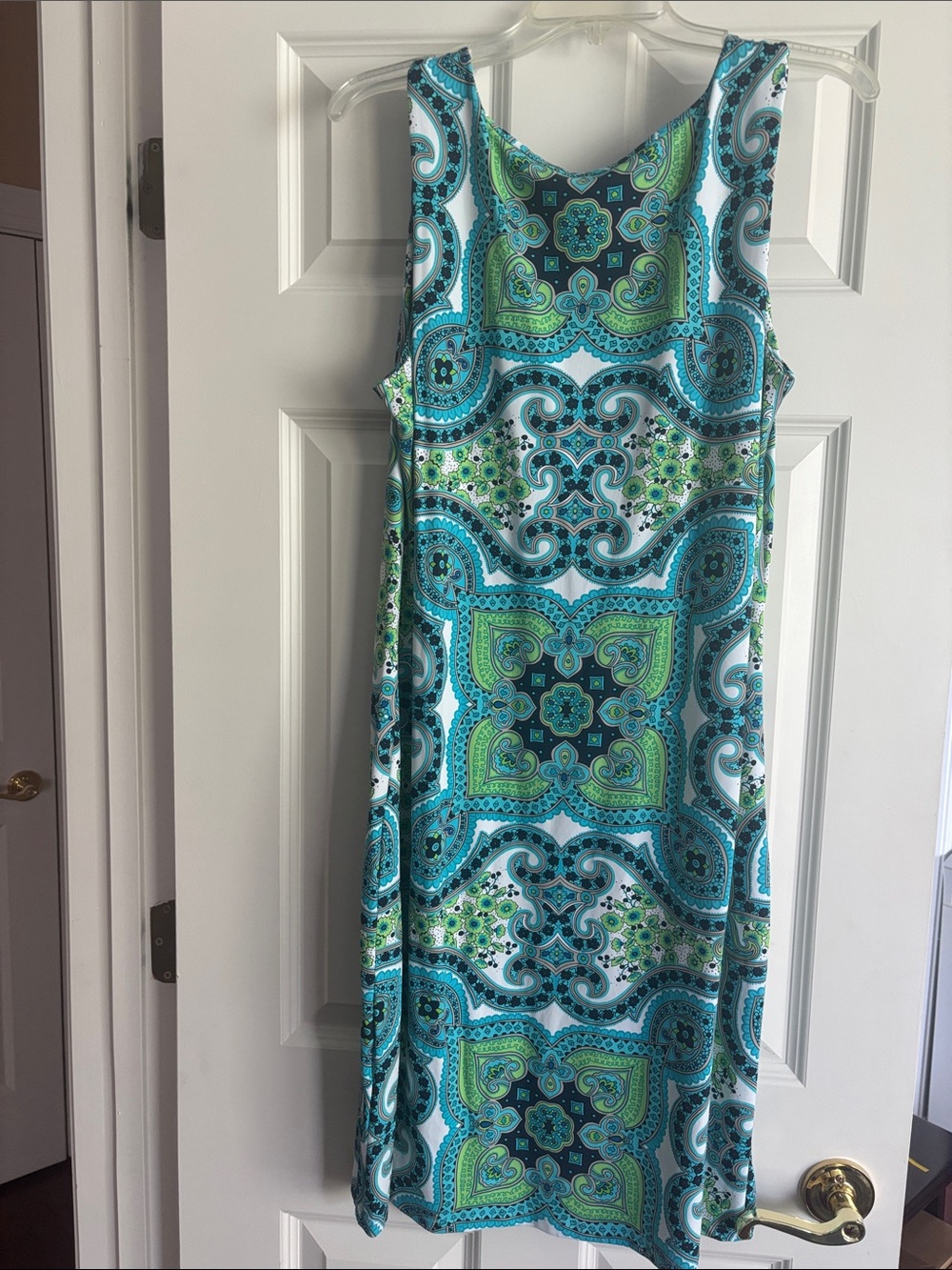 Charter Club Sleeveless Paisley Midi Dress in Teal & Green - Picture 4 of 4